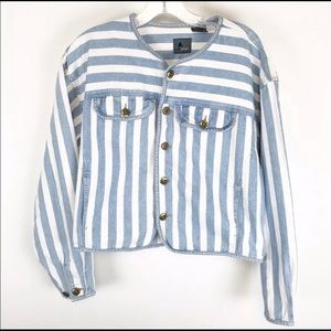 Liz Wear Denim Striped Jacket Medium